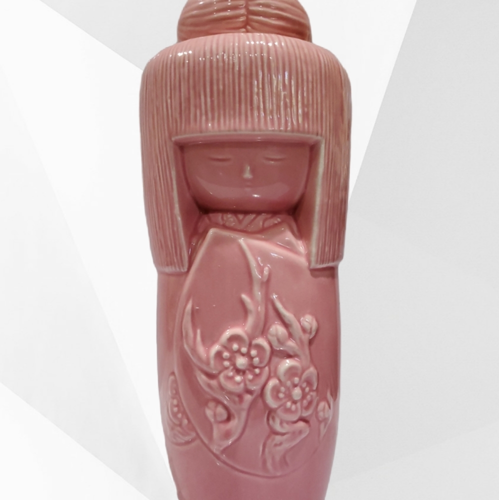 Vintage Kokeshi Plum Gekkeikan Decanter Doll Pink